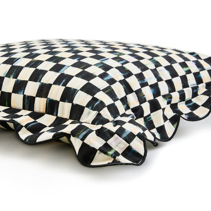 Courtly Check Reversible Scalloped Lumbar Throw Pillow