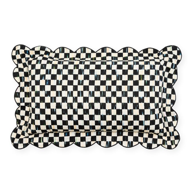 Courtly Check Reversible Scalloped Lumbar Throw Pillow