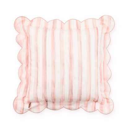 Rosy Check Reversible Scalloped Throw Pillow