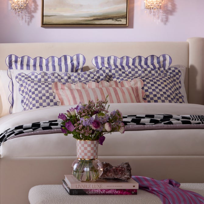 Rosy Check Reversible Scalloped Lumbar Throw Pillow
