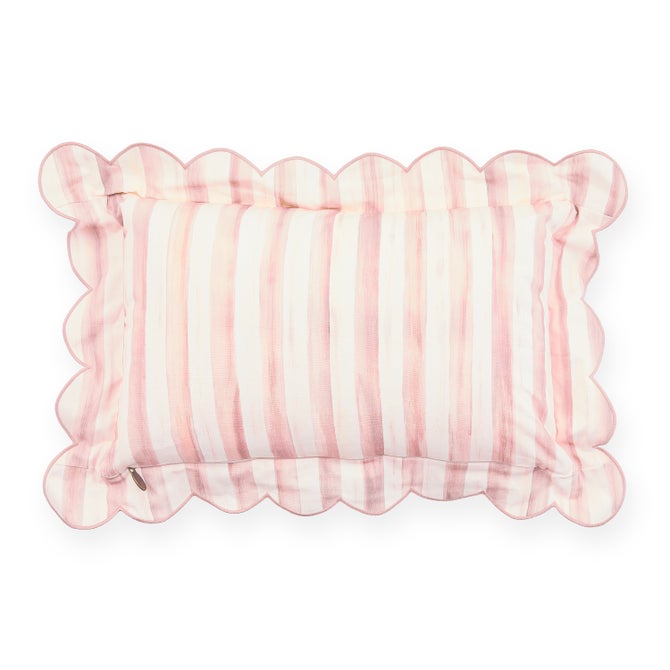 Rosy Check Reversible Scalloped Lumbar Throw Pillow