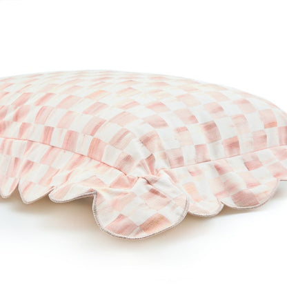 Rosy Check Reversible Scalloped Lumbar Throw Pillow