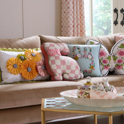 Pink Beaded Bunny Shaped Throw Pillow