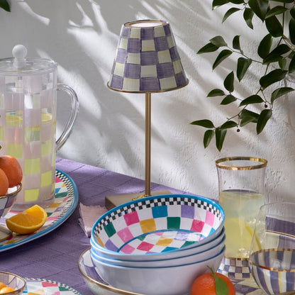 Violet Check LED Rechargeable Cafe Table Lamp