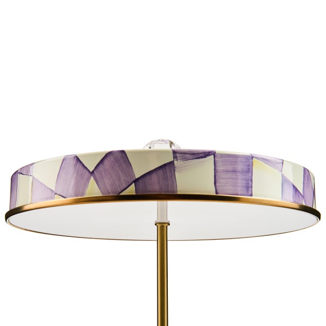 Violet Check LED Rechargeable Disk Table Lamp