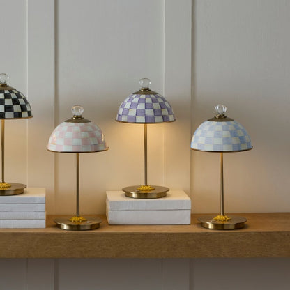 Violet Check LED Rechargeable Dome Table Lamp