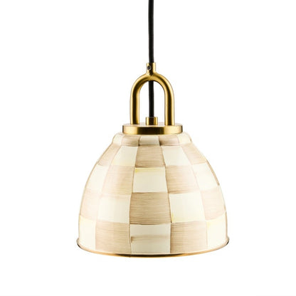 Mocha Check 8" Dome Pendant Lamp