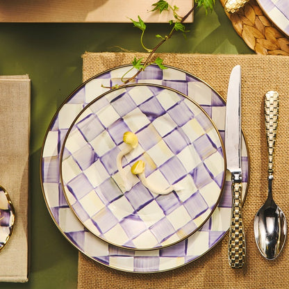 Violet Check Salad/Dessert Plate
