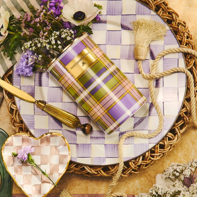 Violet Check Serving Platter