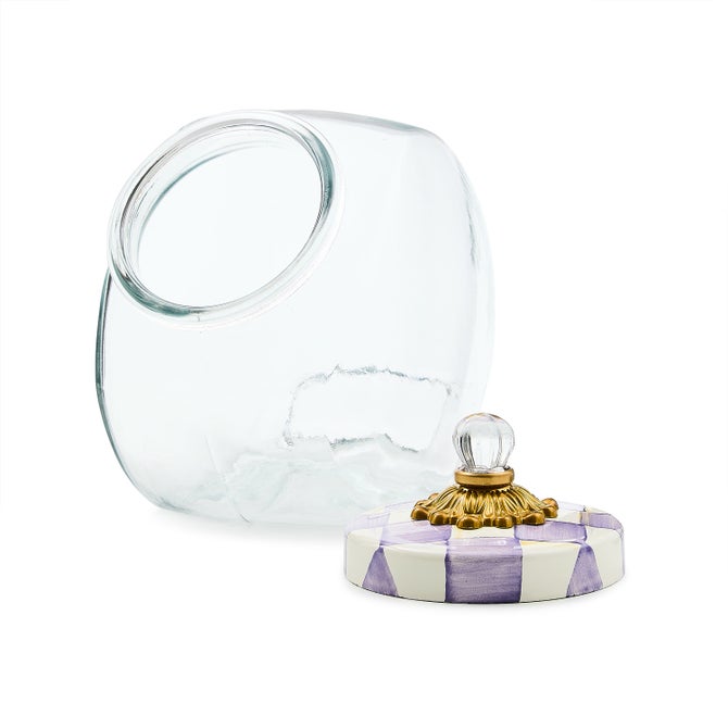 Cookie Jar with Violet Check Lid