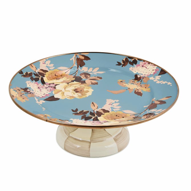 Wild Rose Slate Small Pedestal Platter