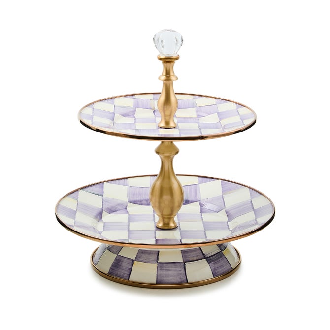Violet Check Two Tier Sweet Stand