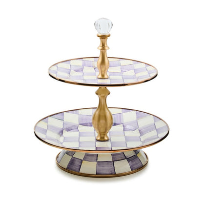 Violet Check Two Tier Sweet Stand