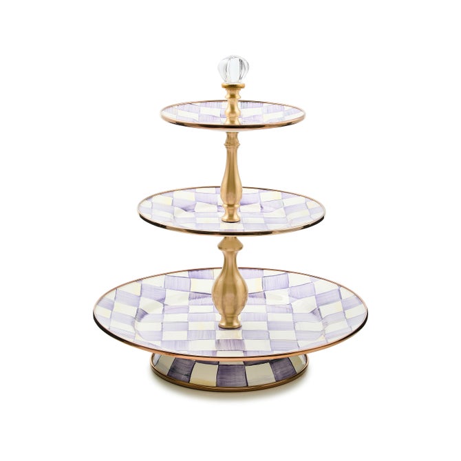 Violet Check Three Tier Sweet Stand