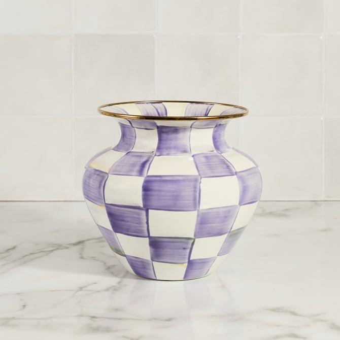 Violet Check Large Vase